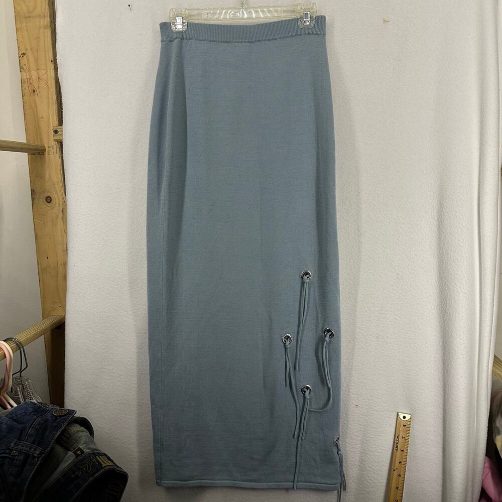 Tara Vao Wool Blend Maxi Skirt‎ Womens Medium Blue